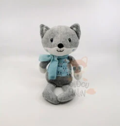 Pommette Doudou Peluche Renard Bleu Gris 22 Cm