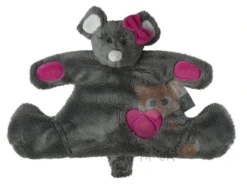 Pericles - Doudou Plat Souris Gris Rose Coeur 20 Cm