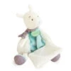 Baby'Nat - Petits Voyageurs - Doudou Avec Mouchoir Lama Blanc Bleu 28 Cm