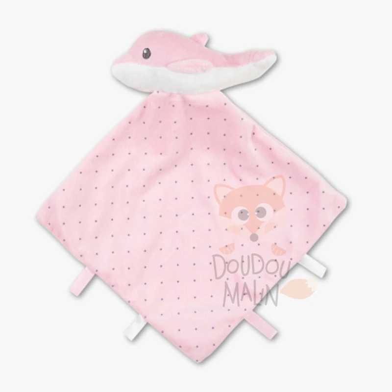 Nicotoy Doudou Plat Dauphin Rose étoile