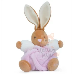 Kaloo - Plume - Doudou Peluche Lapin Rose Marron 18 Cm