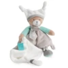 Baby'Nat - Polochon L'ours Doudou Mouchoir Bleu Vert Gris