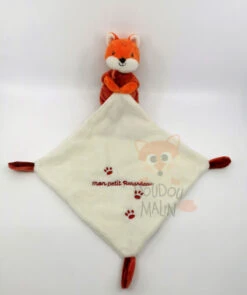 Mots D'enfants Doudou Renard Peluche Avec Mouchoir Orange Crème Mon Petit Renardeau 30 Cm