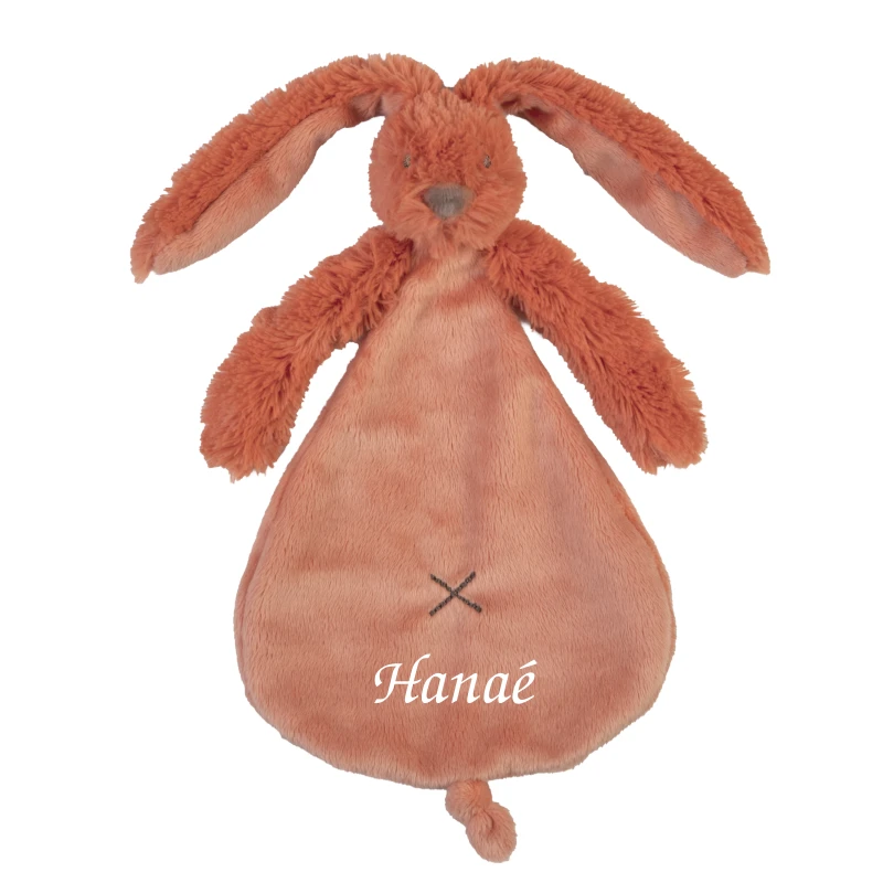 Happy Horse - Richie Le Lapin - Doudou Plat Orange Vif 25 Cm