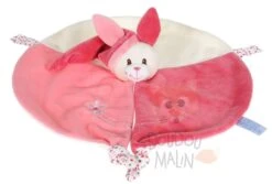 Gipsy Smile Doudou Plat Lapin Rose Beige Fleur