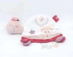 Sauthon - Tess La Tortue - Doudou Plat Rose Blanc 30 Cm