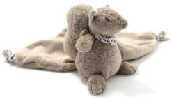 Dimpel Tobi L'écureuil Doudou Attache-sucette Beige Noeud Liberty Violet