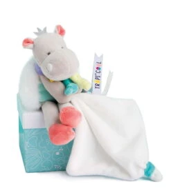 Doudou Et Compagnie - Tropi'COOL Hippopotame Doudou Mouchoir Vert Blanc